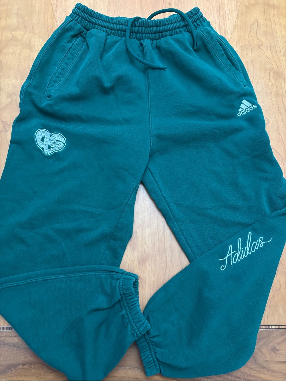 Adidas women’s Teal Sweatpants with Heart Patch